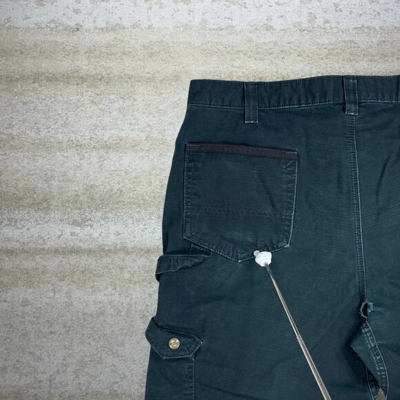 Vintage 90s Carhartt Carpenter Pants 38x32 Baggy Wide Leg Fit Black Double Knees - Picture 9 of 12